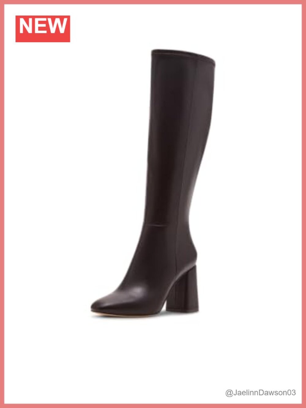 Snip Toe Block Heel Calf High Boots with Padded Insole